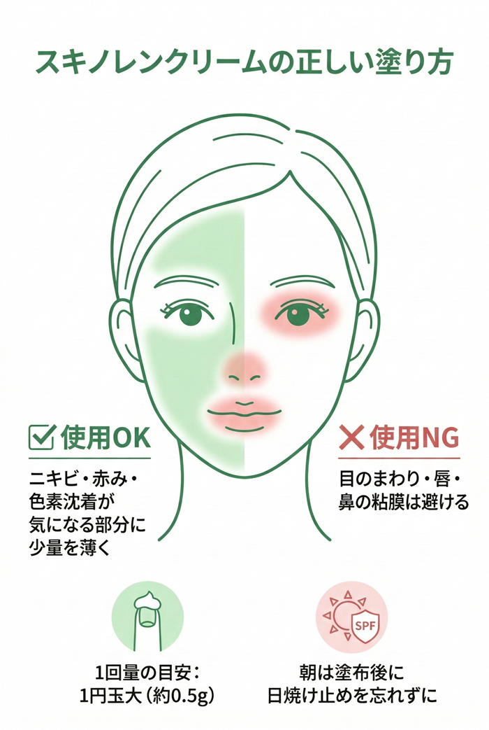 スキノレンクリームの使い方・注意点
